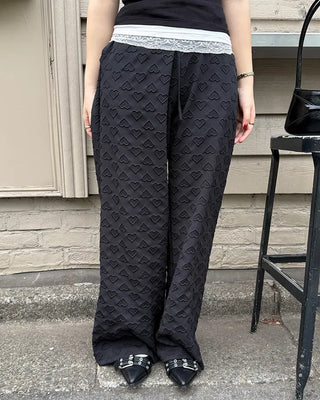 Heart Embossed String Pants