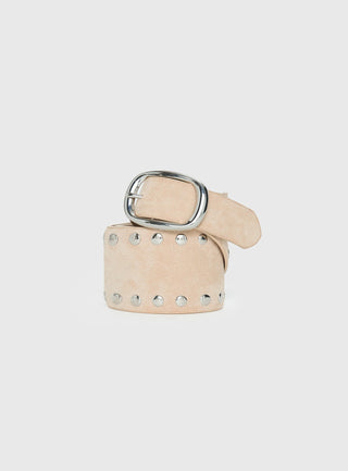 Spheres Stud Belt Beige  Silver