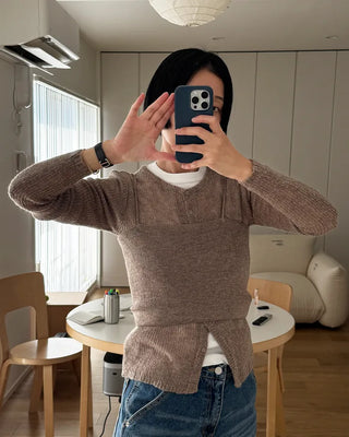 Layered Cardigan Sleeveless Set