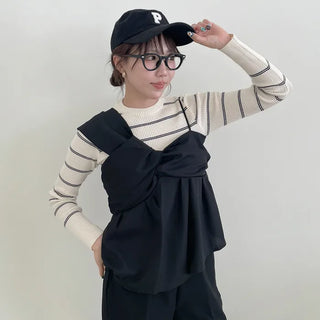 Asymmetrical Ribbon Design Sleeveless Dress