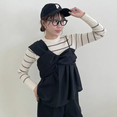 Asymmetrical Ribbon Design Sleeveless Dress