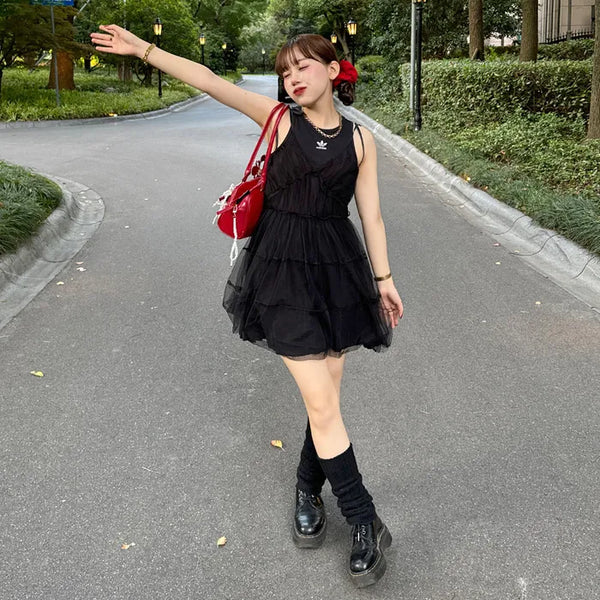 Chiffon layered mini dress