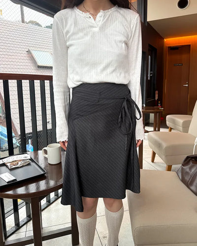 Striped midi skirt