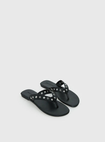 Lyana Eyelet Detail Sandals Black