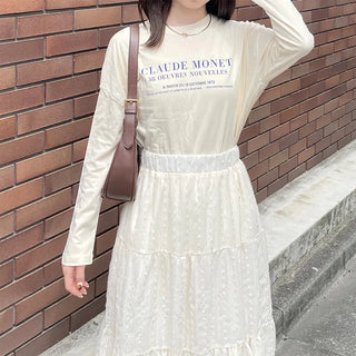 Simple lettering long-sleeved T-shirt