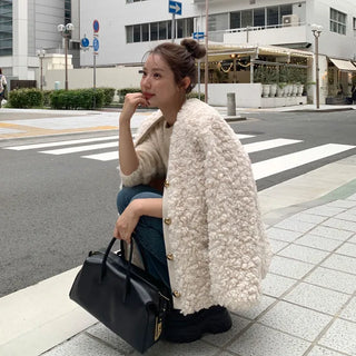 V-neck boa jacket