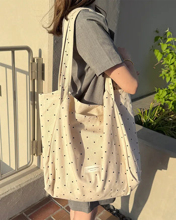 Dot Square Canvas Shoulder Bag