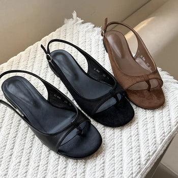 [3 colors] Domel Leather Thong Sandals