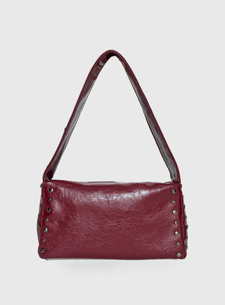 Kaiser Stud Detail Shoulder Bag Burgundy