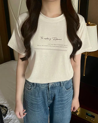 Lettering Tencel Half-Sleeve T-Shirt