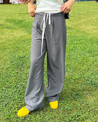 Two-tone striped banding slacks