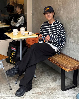 Multi-stripe long-sleeved T-shirt