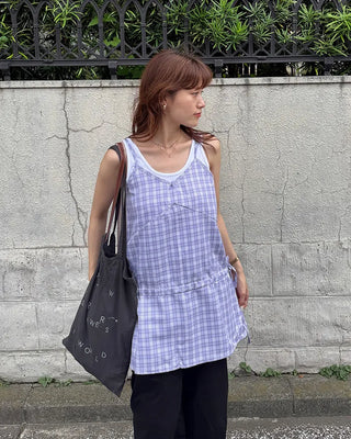 String Check Camisole Mini Dress