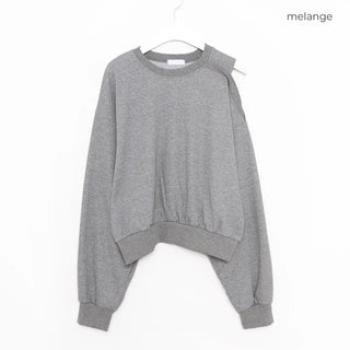 Shoulder slit cropped sweatshirt