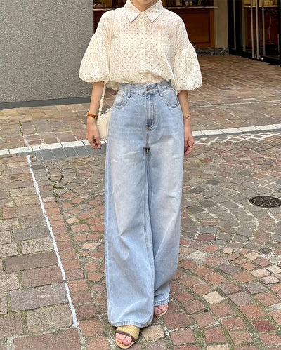 Wide-fit denim pants