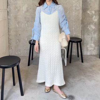 Cable knit long dress