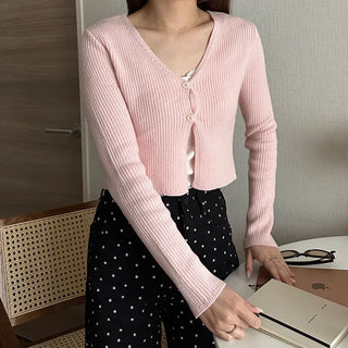 2-button V-neck cardigan