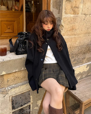 High-neck zip-up blouson
