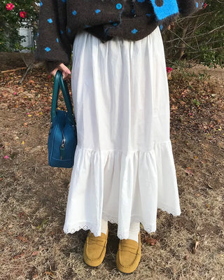 Lace frill long skirt
