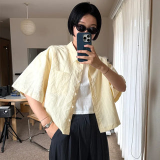 Pocket Linen Half-Sleeve Shirt