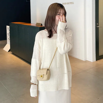 Boat neck sheer knit