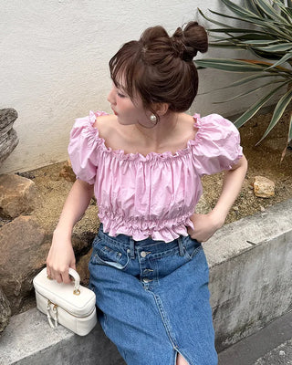 Shirred Smock Off-Shoulder Top