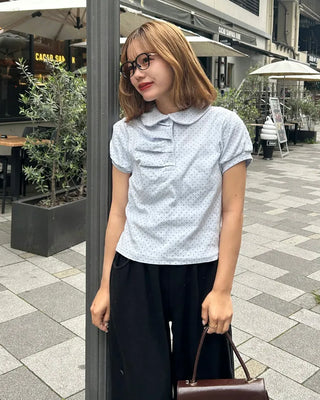 Front Gathered Dot T-Shirt