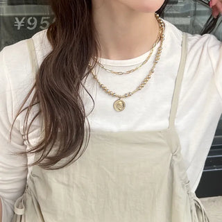 Coin Charm Layered Necklace