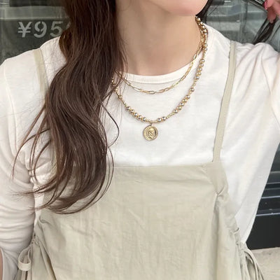 Coin Charm Layered Necklace