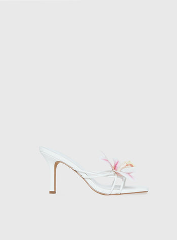 Exotic Etty Floral Detail Heels White
