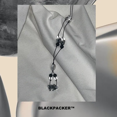 Black Ball Clear Bead Necklace