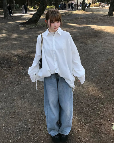 Oversized drawstring shirt