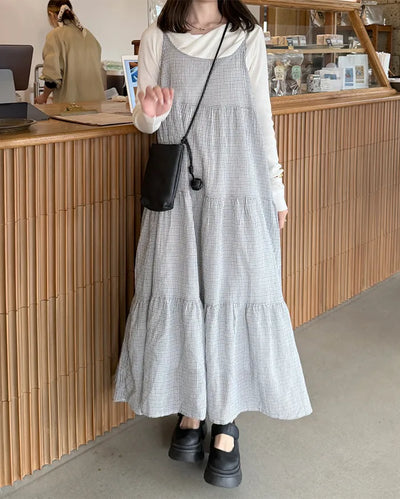 Checked Camisole Long Dress