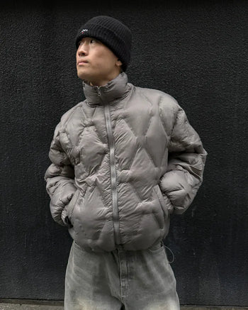 Diamond quilted short down jacket