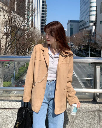 Three-button suede jacket