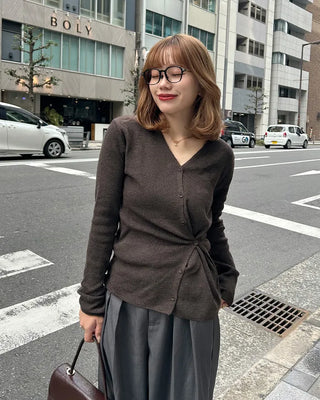 V-neck side-button cardigan