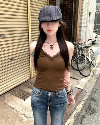 Lace camisole with built-in cups