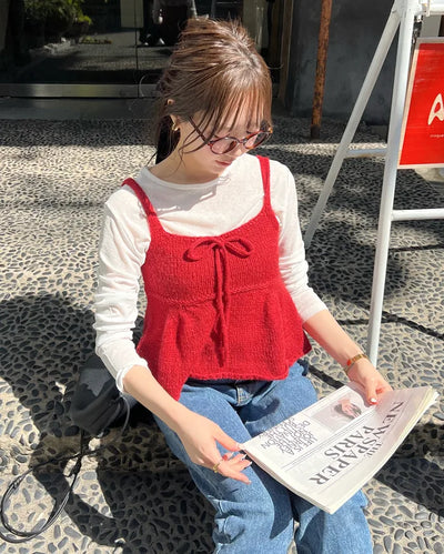 Ribbon knit bustier