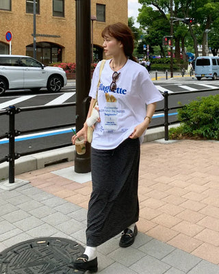 Striped strap long skirt