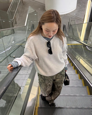 Loose-fit waffle sweatshirt