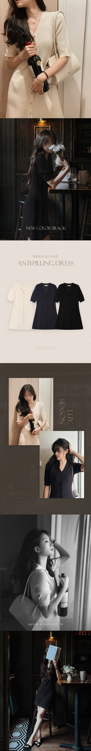 Special Rib Button Knit Dress