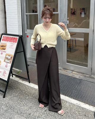 One-button side-wrap point slacks