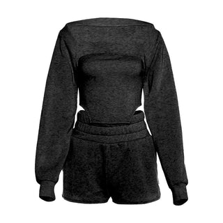 Long sleeve shrug short pant set