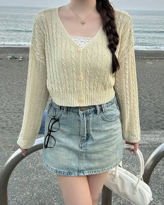 Cable Cropped Cardigan