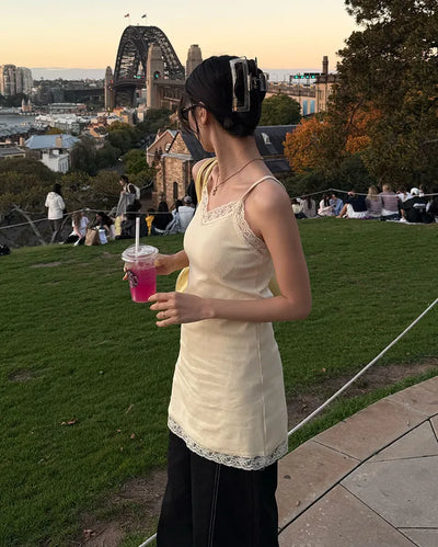 Lace long sleeveless dress