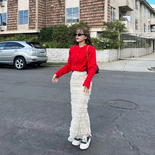 Frilled long skirt