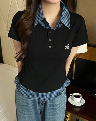 Checkered Shirt Layered PK T-Shirt