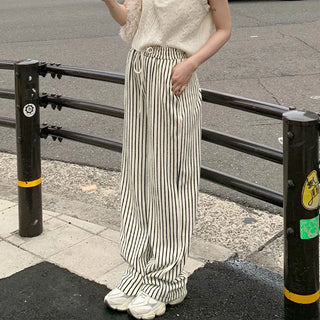 Striped wide-leg pants