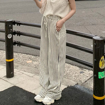 Striped wide-leg pants