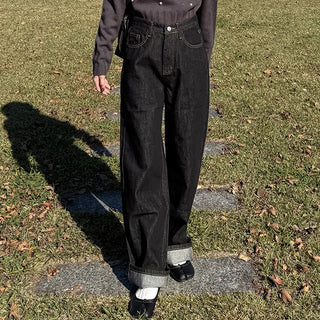 Stitch Point Wide Denim Pants